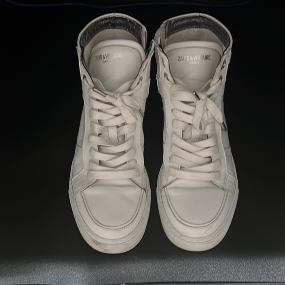 COPY - ZADIG & VOLTAIRE ZIPPERED HIGH TOPS.  WHITE size 39 Euro - Picture 2 of 6